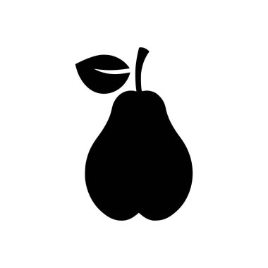 Armut ikonu. Beyaz arkaplanda siyah armut simgesi. Vektör illüstrasyonu