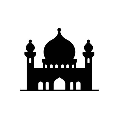 Cami simgesi. Beyaz arka planda Siyah Cami simgesi. Vektör illüstrasyonu