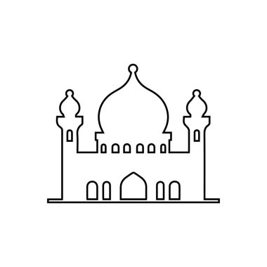 Cami simgesi. Beyaz arka planda Siyah Cami simgesi. Vektör illüstrasyonu