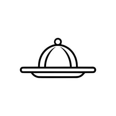 Restoran Çelik Servis Tepsisi ikonu. Siyah Restoran Çelik Servis Tepsisi simgesi beyaz arkaplanda