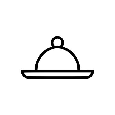 Restoran Çelik Servis Tepsisi ikonu. Siyah Restoran Çelik Servis Tepsisi simgesi beyaz arkaplanda