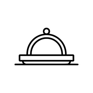 Restoran Çelik Servis Tepsisi ikonu. Siyah Restoran Çelik Servis Tepsisi simgesi beyaz arkaplanda