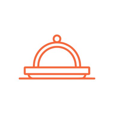 Restoran Çelik Servis Tepsisi simgesi beyaz arka planda. Düz moda vektör illüstrasyonuName