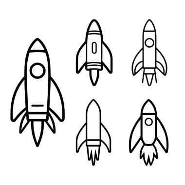 Roket ikonu hazır. Siyah Roket simgesi beyaz arkaplanda. Vektör illüstrasyonu