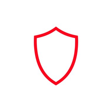 Beyaz arkaplanda kalkan simgesi. Düz moda vektör illüstrasyonuName