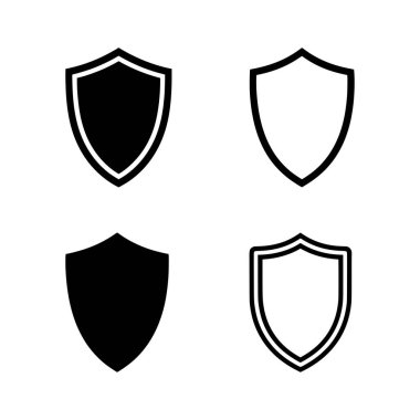 Kalkan simgeleri seti. Düz biçimli vektör illüstrasyonu