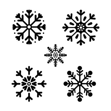 Kar ikonu hazır. Siyah kar simgesi beyaz arka plana ayarlandı. Vektör illüstrasyonu