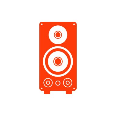 Beyaz arkaplanda hoparlör simgesi. Düz moda vektör illüstrasyonuName