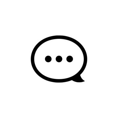 Konuşma balonu ikonu. Beyaz arkaplanda siyah konuşma balonu simgesi. Vektör illüstrasyonu