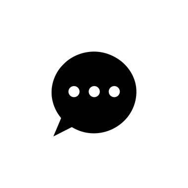 Konuşma balonu ikonu. Beyaz arkaplanda siyah konuşma balonu simgesi. Vektör illüstrasyonu