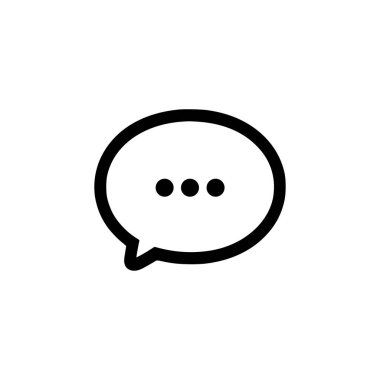 Konuşma balonu ikonu. Beyaz arkaplanda siyah konuşma balonu simgesi. Vektör illüstrasyonu