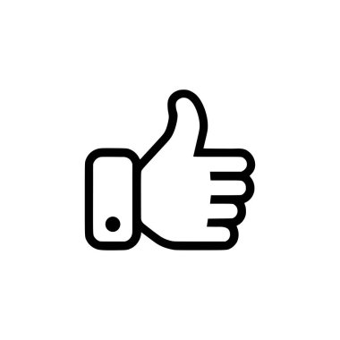 Başparmaklar yukarı simgesi. Beyaz arkaplanda siyah başparmak simgesi. Vektör illüstrasyonu