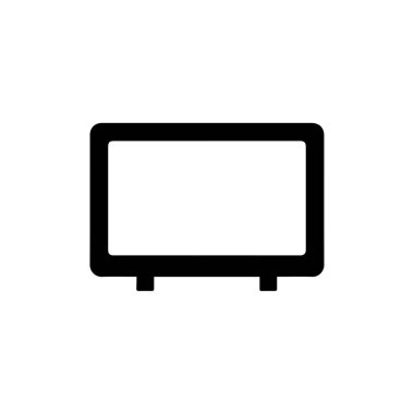 Televizyon ikonu. Beyaz arkaplanda siyah televizyon simgesi. Vektör illüstrasyonu