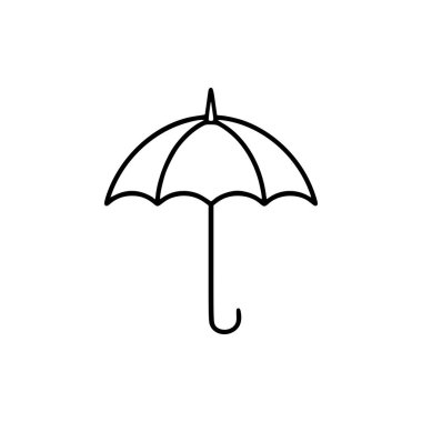 Şemsiye simgesi. Beyaz arkaplandaki Şemsiye simgesini özetle. Vektör illüstrasyonu