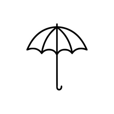 Şemsiye simgesi. Beyaz arkaplandaki Şemsiye simgesini özetle. Vektör illüstrasyonu