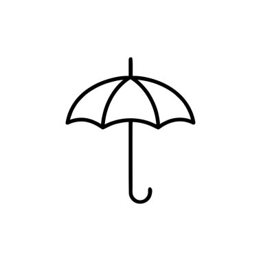 Şemsiye simgesi. Beyaz arkaplandaki Şemsiye simgesini özetle. Vektör illüstrasyonu