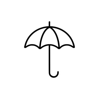 Şemsiye simgesi. Beyaz arkaplandaki Şemsiye simgesini özetle. Vektör illüstrasyonu