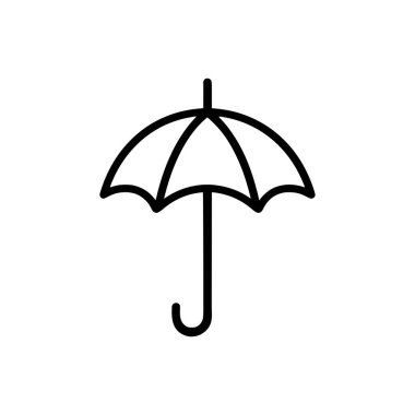 Şemsiye simgesi. Beyaz arkaplandaki Şemsiye simgesini özetle. Vektör illüstrasyonu