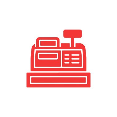 Beyaz üzerine izole edilmiş, çarpıcı kırmızı kasada net detaylar ve güçlü kontrast yer alıyor, onu çeşitli grafik uygulamaları için mükemmel hale getiriyor, modern basitliği somutlaştırıyor.