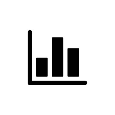 Resimde, temiz beyaz bir arkaplan üzerine kurulmuş üç farklı yükseklikte siyah bir çubuk çizelgesi görülüyor. Bu, iş eğilimlerini ve yükselen analizleri gösterir.