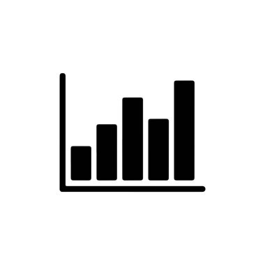 Bu temiz resim, büyüme eğilimlerini gösteren basit bir siyah çubuk grafiği gösterir. Sunumlar, raporlar ya da veri görselleştirme projeleri için mükemmel. Beyaz bir arkaplanda izole edilmiş.