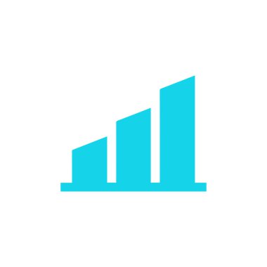 Gelişmenin görsel temsili. Beyaz arkaplanda izole edilmiş turkuaz çubuk grafik simgesi artan değerleri ve olumlu gelişimi sembolize eder, bilgi tasarımları için kullanışlıdır.