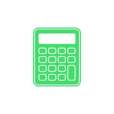 Tasarım kullanımı için beyaz zemin üzerinde yuvarlak köşeleri olan yeşil hesap makinesi simgesi, sadeliği ve çeşitli grafik uygulamaları için modern estetiği vurguluyor.