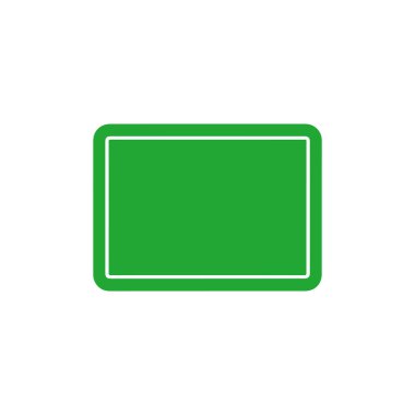 Görüntü, yuvarlak köşeli düz yeşil bir dikdörtgen görüntüler. İnce, beyaz bir sınırla özetlenmiştir, hepsi temiz, beyaz bir arka plana karşıdır..