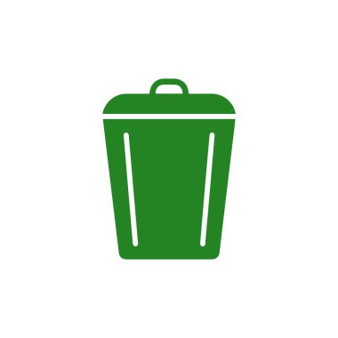 Web sitelerindeki tasarım ögesi, bilgi grafikleri, sunumlar ve diğer tasarım projeleri için beyaz arkaplan üzerindeki yeşil çöp kutusu vektör çizimi.