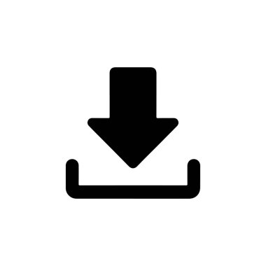 Siyah indirme simgesi dikdörtgen bir konteynıra doğru bakan bir oku bembeyaz bir zemin üzerinde gösteriyor. Minimalist ve çok yönlü tasarım.