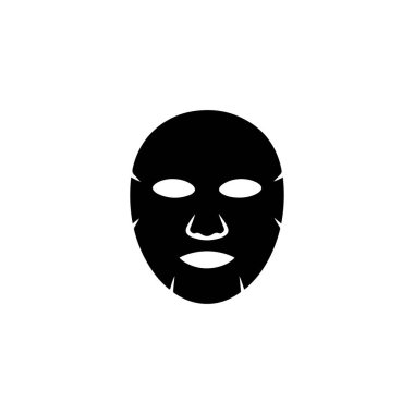 Beyaz arka planda siyah maske örtüsü, tedaviler ve kişisel bakım için cilt bakım ürünü, izole grafik element.