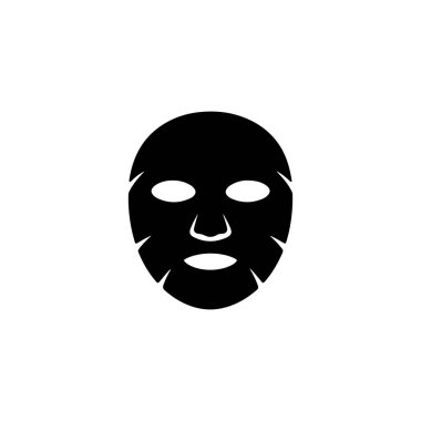 Cilt bakımı için yüz maskesi. Göz, burun ve ağız kesikleriyle şekillendirilmiş bir maskeyi bembeyaz arka plan, cilt konseptine karşı izole eder..