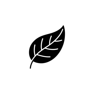 Beyaz arkaplanda siyah ve beyaz yaprak vektör çizimi. Farklı damarlara sahip basit yaprak çizimi, farklı kullanımlar için izole, temiz tasarım.