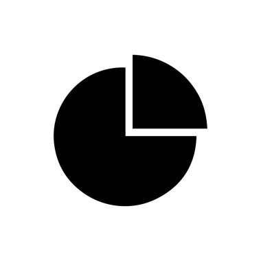 Beyaz arkaplanda% 25 oranında kaldırılmış siyah pasta grafik simgesi, bir çeyreklik veya bir kısmının eksik olduğunu gösterir, veri veya ilerlemeyi gösterir.