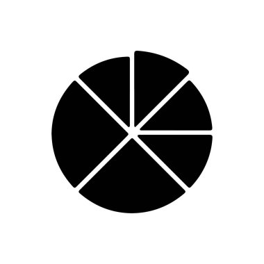 Siyah pasta şeması, raporlarda ve sunumlarda verileri göstermek için ideal, beyaz zemin üzerinde eşit olarak dağılmış yedi dilime bölünmüş diyagramı.