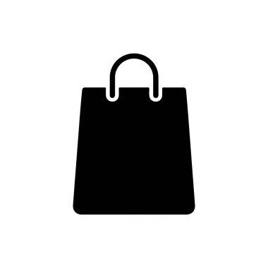 Siyah alışveriş çantası ikonu, beyaz arka planda vektör çizimi e-ticaret, perakende ve alışveriş için. Çevrimiçi mağazalar, perakende promosyonlar ve pazarlama malzemeleri için mükemmel..