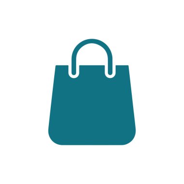 Beyaz arka planda Teal alışveriş poşeti simgesi, vektör grafik, çevrimiçi ticaret platformları için basit tasarım, perakende ve tüketim tasviri. Modern, temiz ve kolayca ölçeklenebilir..