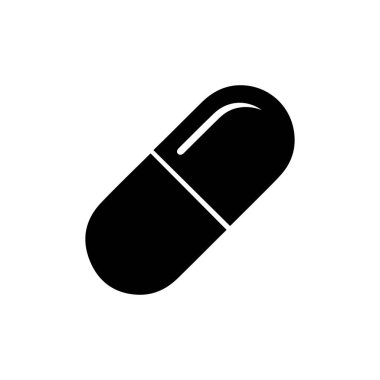 Beyaz arka planda siyah kapsül hap illüstrasyonu, tıbbi, ilaç, sağlık ve sağlık hizmetleri ile ilgili tasarım ve kavramlar için uygundur. Basit, temiz ve bilgilendirici görseller.