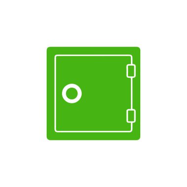 Bu resim beyaz arkaplanda yeşil bir kasa simgesini tasvir eder. Maliye veya bankacılık kavramları için uygun güvenlik, güvenlik ve güvenli depolamayı sembolize eder.