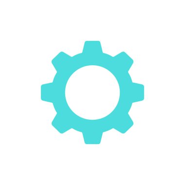 Minimalist tasarım, mekanik, endüstriyel ya da teknolojik kavramları temiz basitlikle aktarmak için mükemmel beyaz zemin üzerinde izole edilmiş açık mavi dişli dişli teçhizat.