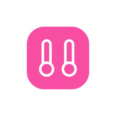 Minimalist tasarım veya illüstrasyon amaçlı basit, temiz ve modern amaçlar için ideal iki beyaz döngülü şekil içeren pembe kare simge.