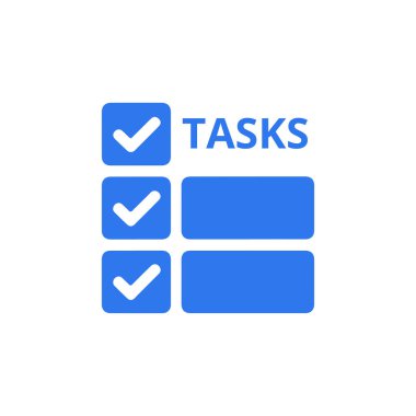 Arayüz için beyaz arkaplan ile tamamlanmış ve bekleyen görevleri gösteren mavi görev simgesi. Bir görev listesini, verimliliği veya proje yönetimini temsil etmek için iyi.