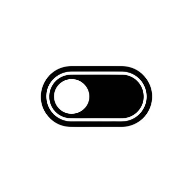 Bir kullanıcı arayüzü uygulaması veya web sitesi için açma / kapama denetimi gösteren beyaz arkaplanda izole edilmiş siyah anahtar vektör ilüstrasyonunu aç / kapat.