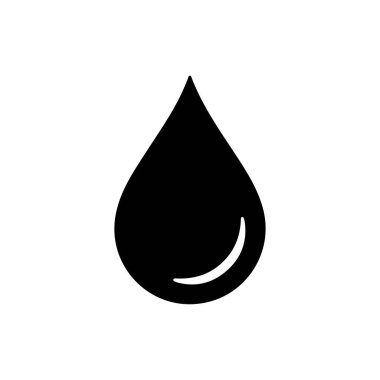 Siyah su damlası simgesi beyaz arkaplan vektör illüstrasyon grafik elementi, sıvı sembol, pictogram, vektör tasarımı, basit şekil, doğa konsepti üzerinde izole.