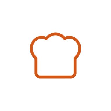 Çizilmiş bir vektör şef şapkası simgesi düz turuncu renkli yuvarlak kenarları ile sergilenir. Arkaplan şeffaftır, herhangi bir ayarda kullanılmasına izin verir.