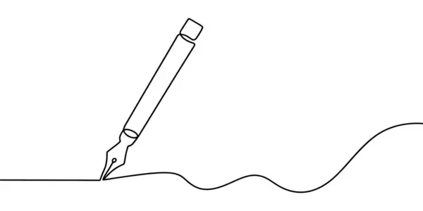 Zarif dolmakalem, temiz beyaz arka planda izole edilmiş, sürekli kıvrımlı tek bir çizgi çiziyor. Resim tasarım ve sanatsal ifadede basitliği betimler.