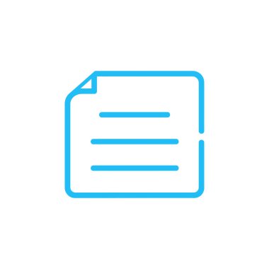 Açık mavi belge simgesi beyaz arkaplanda çizgileri olan bir dosyayı temsil eder. Beyaz arkaplanda bir belge veya dosya sembolünün basit ve temiz grafiği.