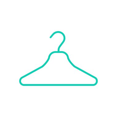 Beyaz arkaplanda basit bir cyan elbise askısı ana hatları, minimalist tarzda vektör illüstrasyonu, bir moda simgesi veya grafik tasarım ögesi için mükemmel.