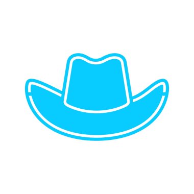 Açık mavi kovboy şapkası grafik ikonu beyaz arka planda, batı teması, parti, giysi ve vahşi batı tasarımları için mükemmel..