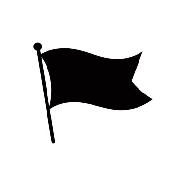 Beyaz arkaplanda sade bir şekilde izole edilmiş bir direkte siyah bayrak simgesi sallanıyor. Web, logo ya da yazdırma için tasarım ögesi. Vektör illüstrasyonu.